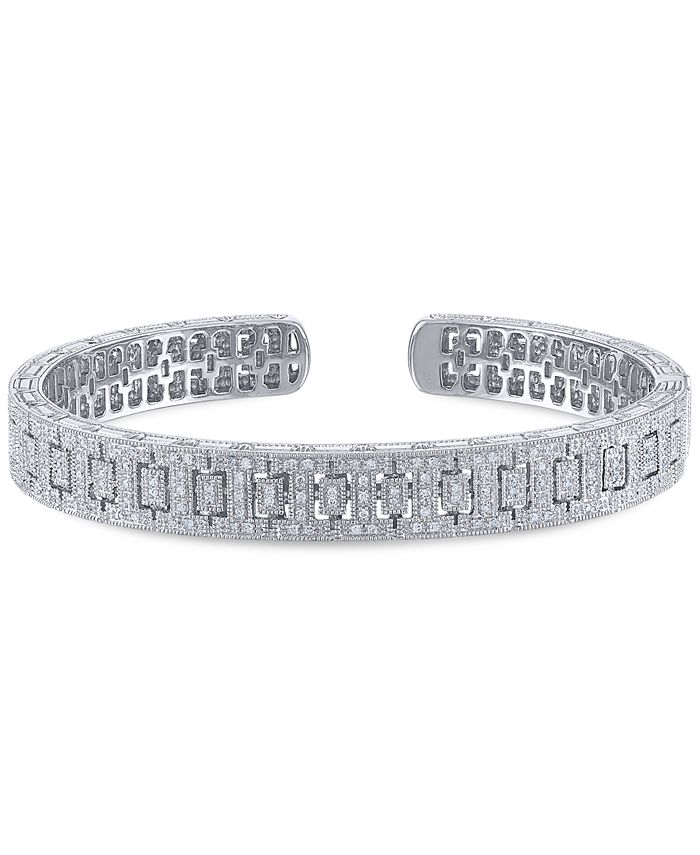 Macy's Diamond Cuff Bangle Bracelet (1/3 ct. t.w.) in Sterling Silver