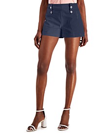 Women's Mid Rise Button-Detail Shorts, Created for Macy's