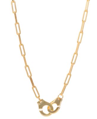 Prada Bag Tag Necklace - Pink/Gold on Gold-Filled Paperclip Chain