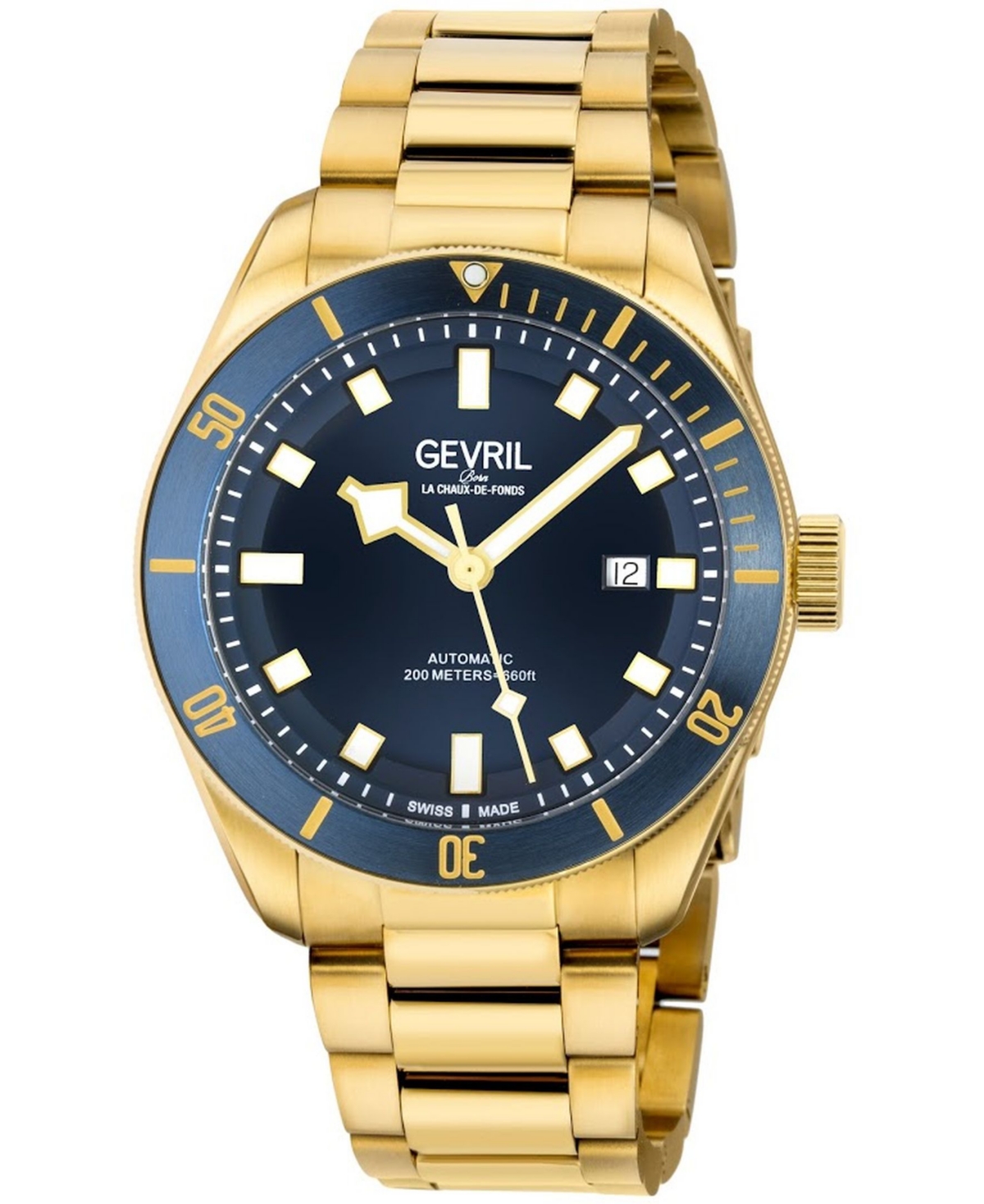 Gevril Men's Yorkville Swiss Automatic Ion Plating Gold-Tone Stainless Steel Bracelet Watch 43mm
