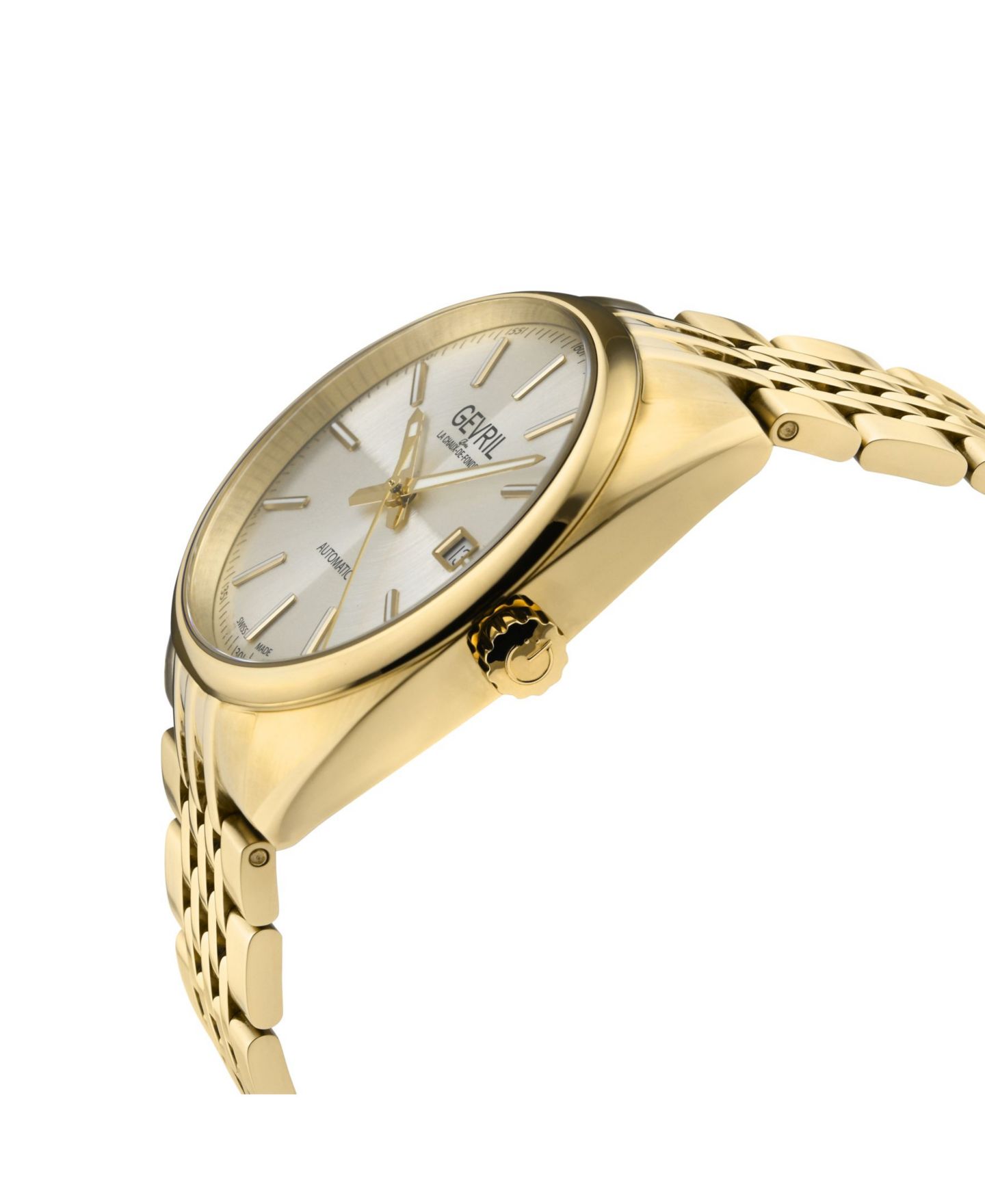 Мужские часы Gevril Five Points Swiss Automatic IP 316L Stainless Steel Bracelet Watch, цвет: Золотой — фото 2