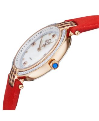 Women's Matera Swiss Quartz Red Italian Suede Strap Watch 35mm