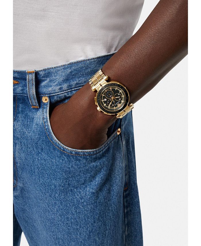 Versace Men's Swiss Chronograph Greca GoldTone Stainless Steel