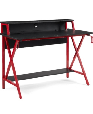 Linon Home Decor Moxley Led Gaming Desk In Black With Red Frame