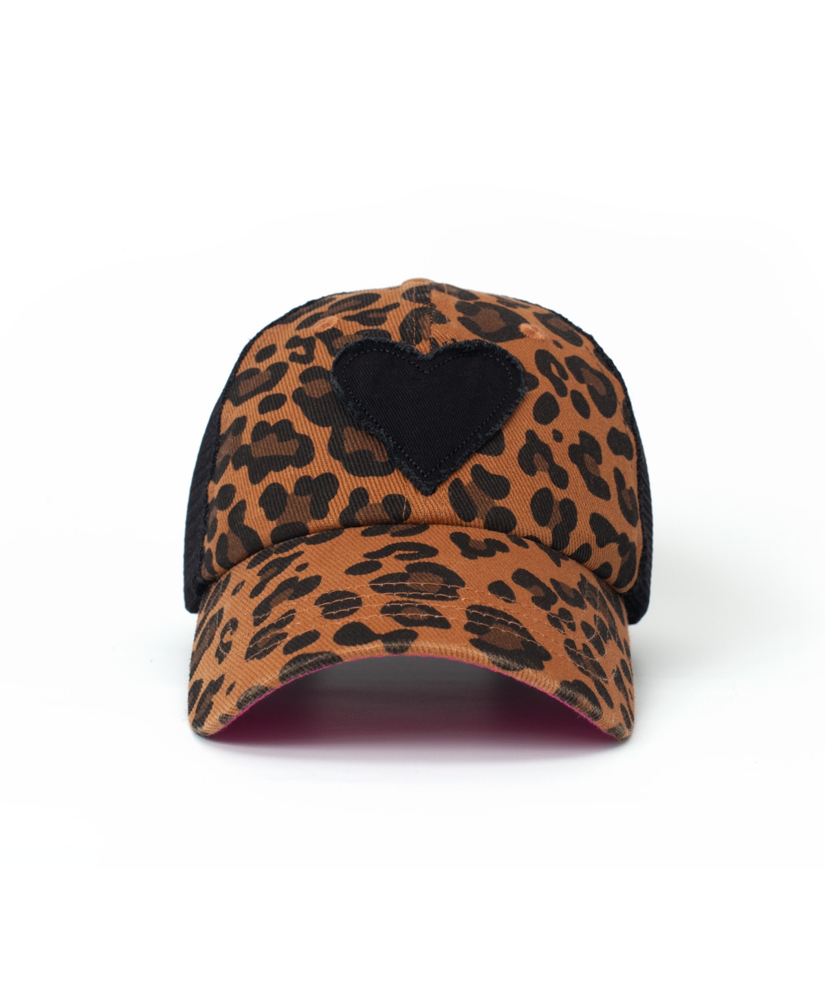 Kids Adjustable Snap Back Mesh Print with Heart Trucker Hat - Leopard