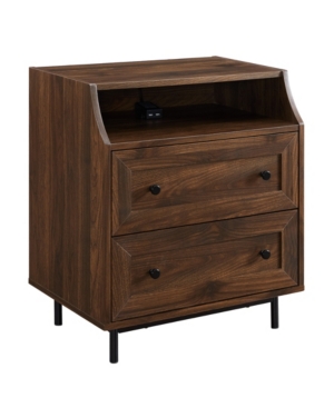 Curved Open Top 2 Drawer End Table with Usb