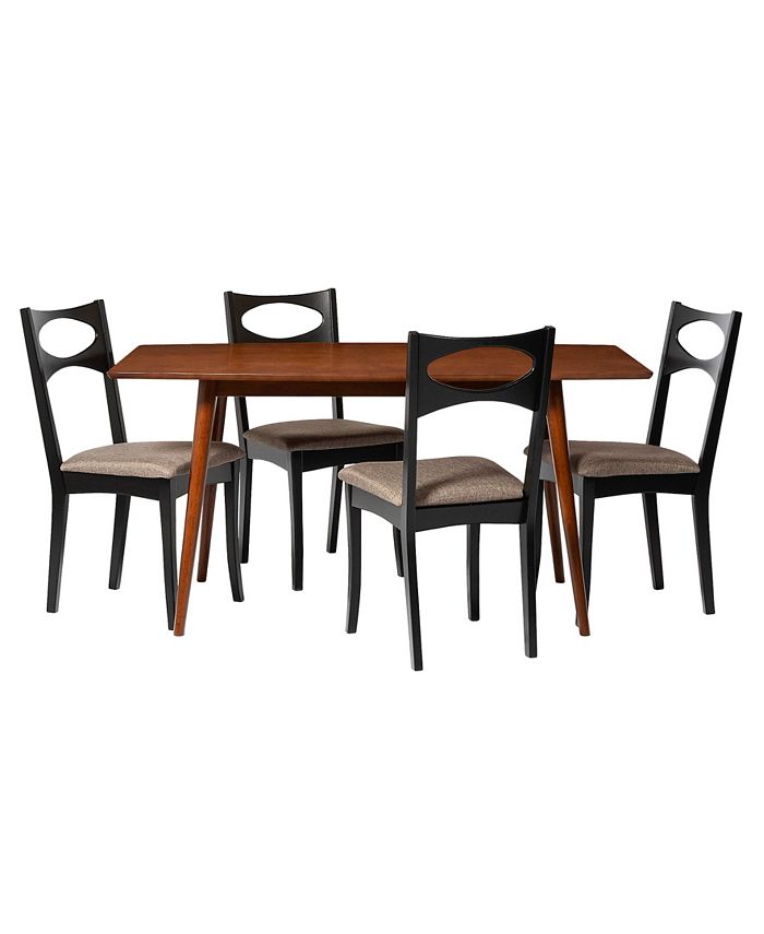 Walker Edison Mid Century Modern Dining Table with Upholstered Dining Chairs, Set of 5 Macy's