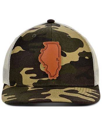 Lids - Illinois Woodland Leather State Patch Curved Trucker Cap