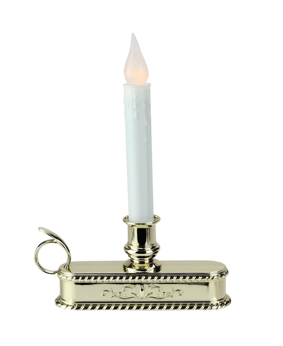 8.75" Battery Operated Led Flickering Christmas Window Candle Lamp with Handle Base - White