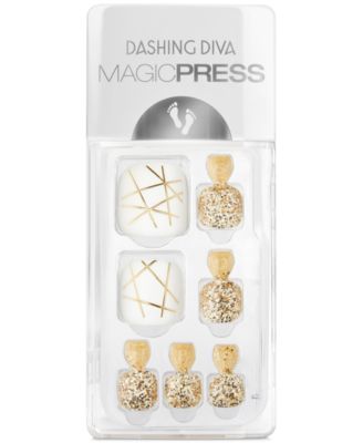 Dashing Diva - MAGICPRESS Press-On Gel Pedicure - Gold Trace