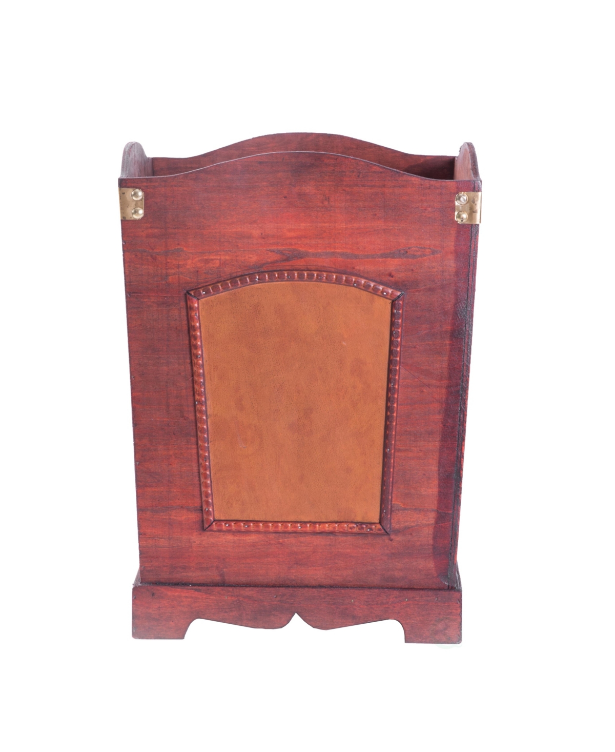 Antique Wooden Waste Can - Bin with Handle - Brown