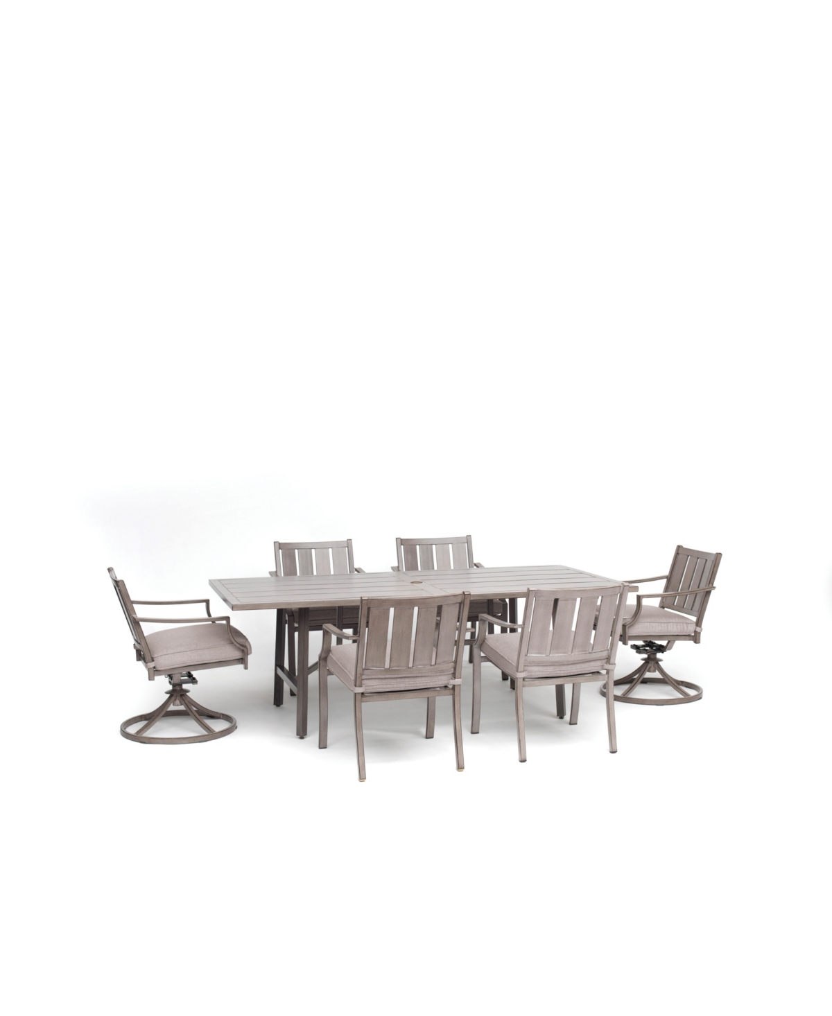 Agio Wayland Outdoor 7-pc. Dining Set (84" X 42" Rectangle Dining Table, 4 Dining Chairs & 2 Swivel Chair In Remy Cloud