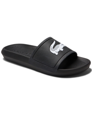 Lacoste Women's Croco Water-repellent Synthetic Slide Sandals From Finish Line In Black, White