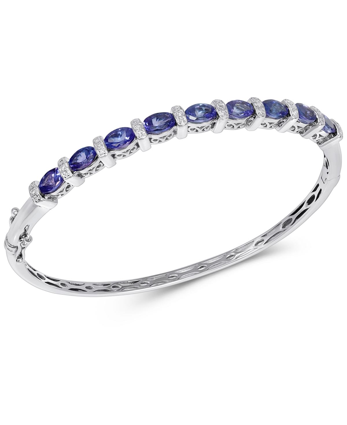 (4 ct. t.w.) & Diamond (1/10 ct. t.w.) Bangle Bracelet in Sterling Silver - Tanzanite