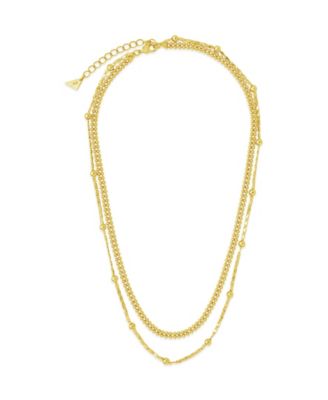 Women's Layered Beaded Gold Plated Chain Necklace