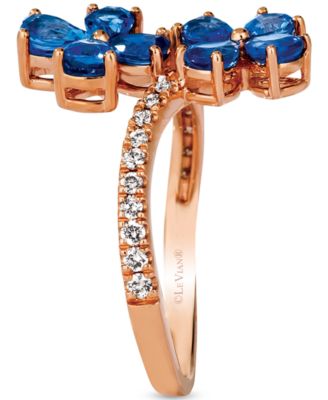 Blueberry Sapphire (1-1/2 ct. t.w.) & Nude Diamond (1/5 ct. t.w.) Flower Statement Ring in 14k Rose Gold