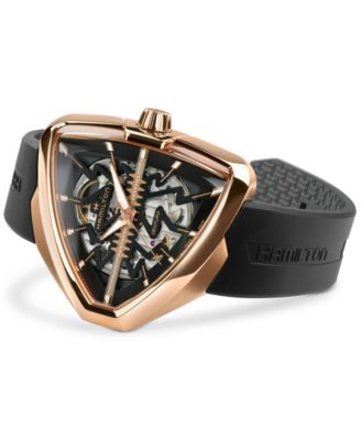 Men's Swiss Ventura Black Rubber Strap Watch 45mm