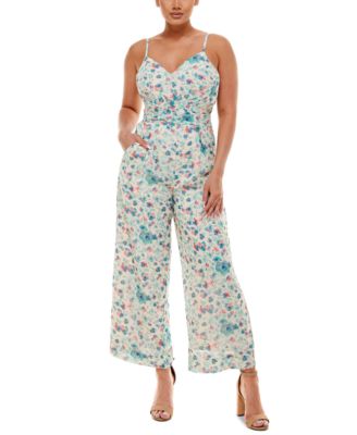 bebe floral jumpsuit