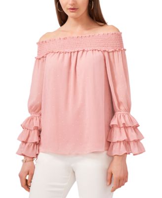 MSK - Off-The-Shoulder Printed Chiffon Top