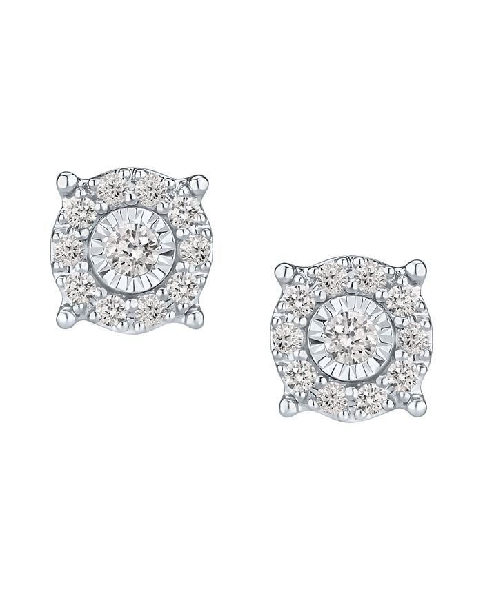 Macy s Diamond Halo Stud Earrings 1 4 ct. t.w. in 14k White Gold