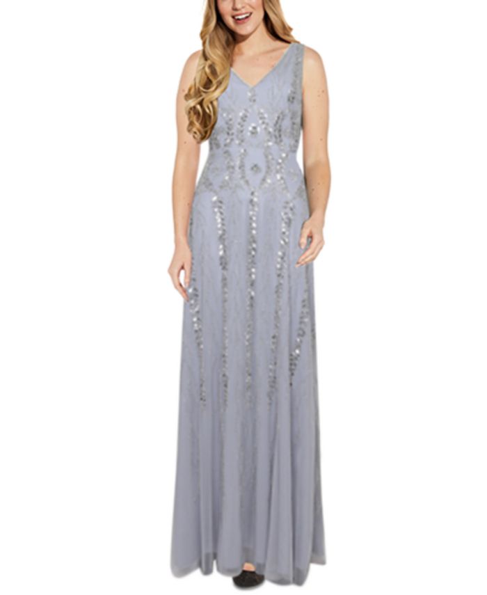 Adrianna Papell Papell Studio V-Neck Sequined Gown & Reviews 