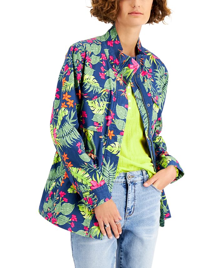 Style & Co Printed Utility Jacket, Created for Macy's - Macy's