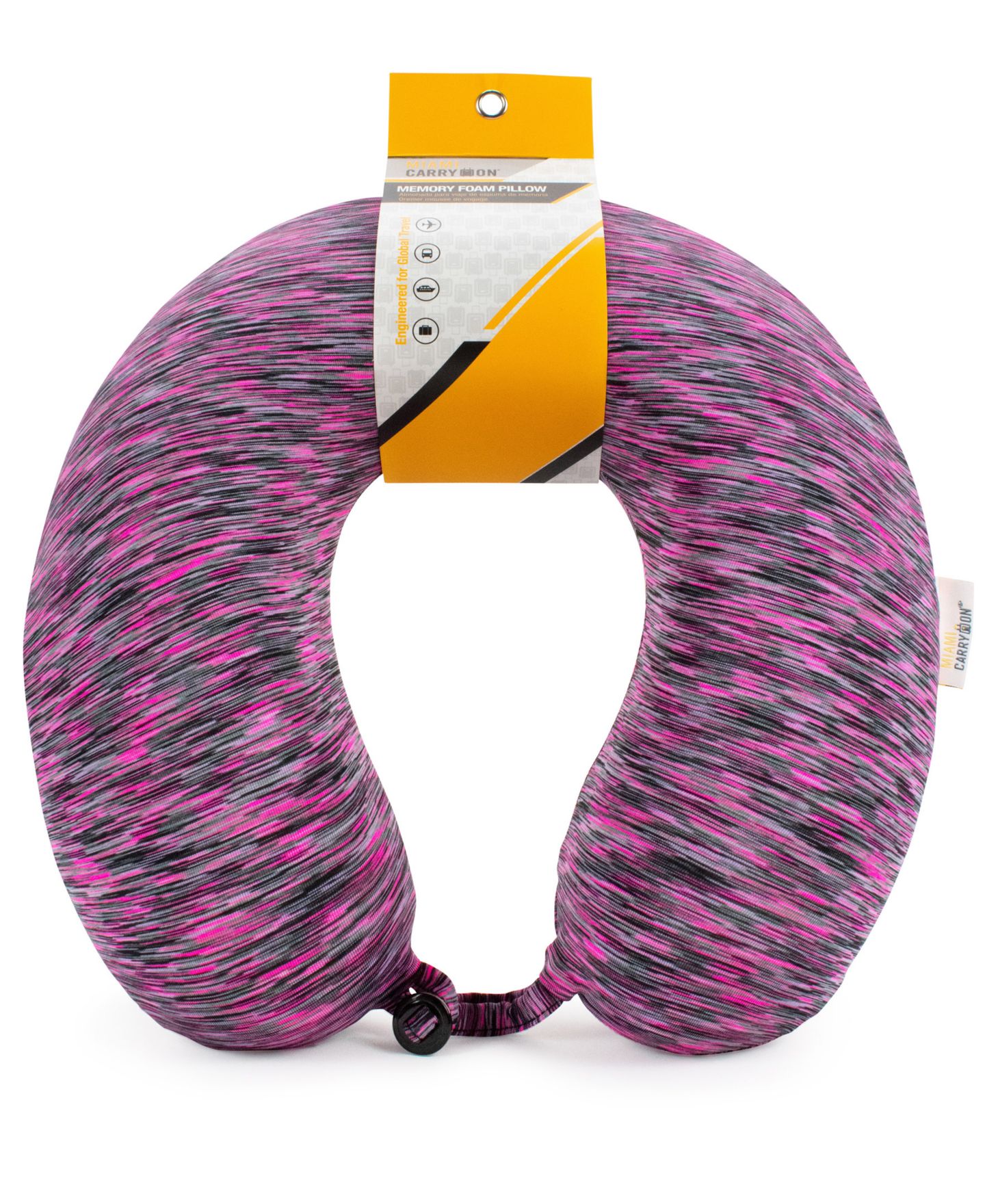 Подушка Miami CarryOn Memory Foam Travel Neck Pillow, цвет: Розовый / Чёрный — фото 5