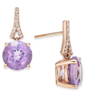 Pink Amethyst (3-1/2 ct. t.w.) & Diamond (1/20 ct. t.w.) Drop Earrings in 14k Rose Gold
