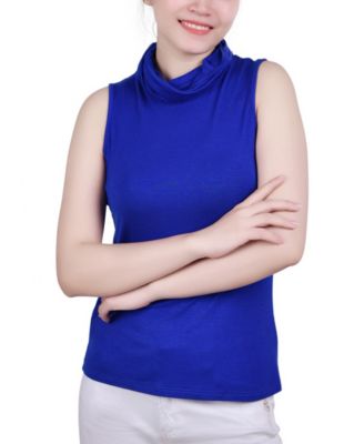 Women's Sleeveless Top with Mask, Cowl Shell Neck