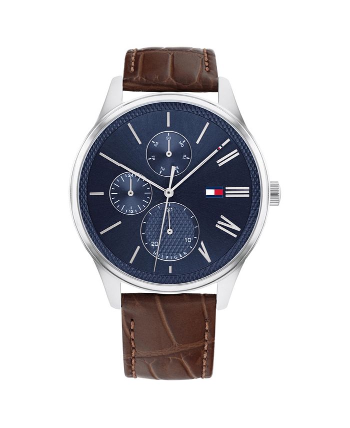 Tommy Hilfiger Men's Brown Leather Strap Watch 44mm & Reviews - All ...