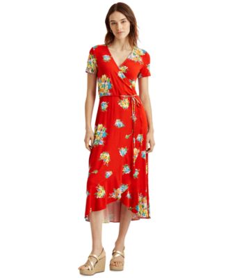 red floral jersey dress