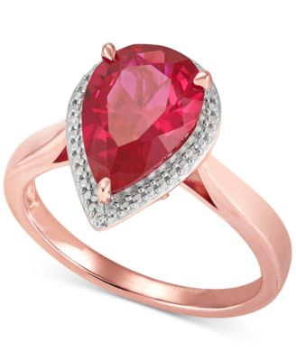 Macy's - Lab-Created Ruby (4 ct. t.w.) & Diamond Accent Ring in Sterling Silver & 18k Rose Gold-Plate