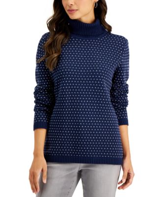 Karen Scott Petite Patterned Turtleneck Sweater, Created For Macy's