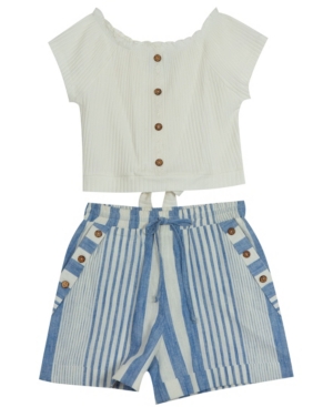 Toddler Girls Stipe Rib Knit Shorts Set