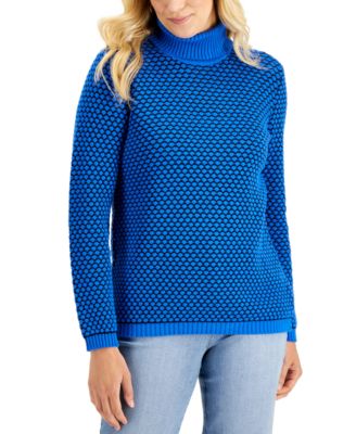 Cotton 2-Tone Textured Turtleneck Sweater, Created for Macy's