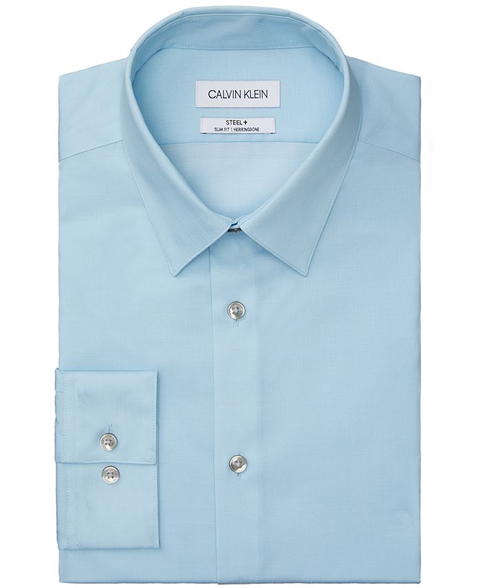 Calvin Klein Non-Iron Slim-Fit Herringbone Solid Performance Dress Shirt &  Reviews - Dress Shirts - Men - Macy's