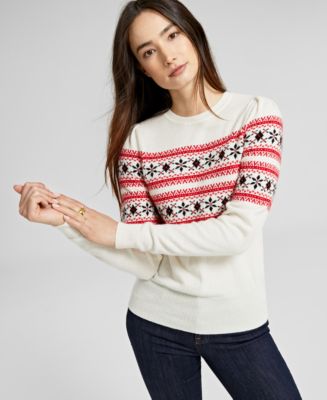 Charter Club Cashmere Fair Isle Puff-Sleeve Sweater, Created for Macy's ...