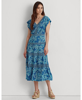 Lauren Ralph Lauren Floral Jersey Midi Dress - Macy's