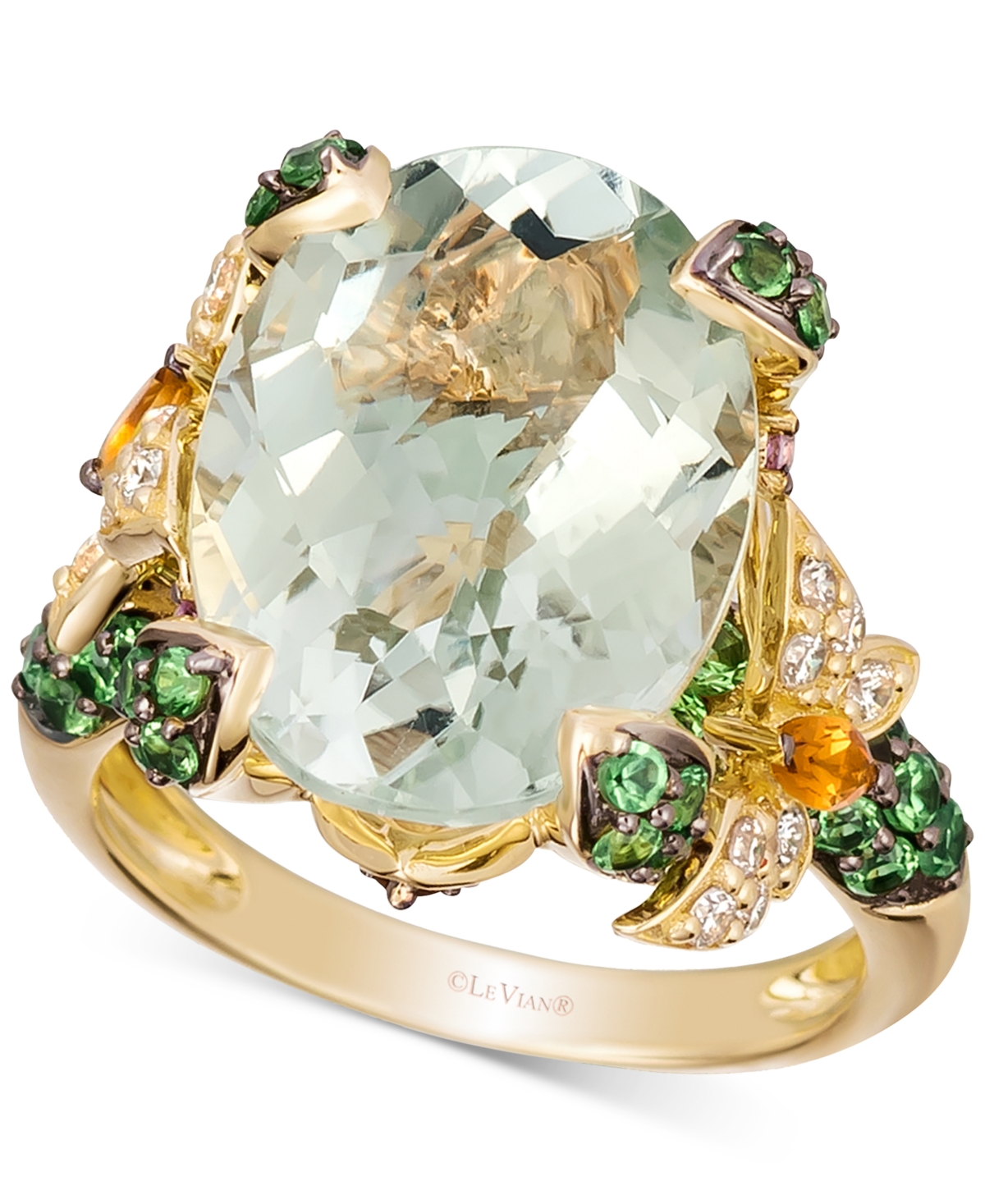 Multi-Gemstone (8-3/4 ct. t.w.) & Vanilla Diamond (1/4 ct. t.w.) Statement Ring in 14k Gold - Yellow
