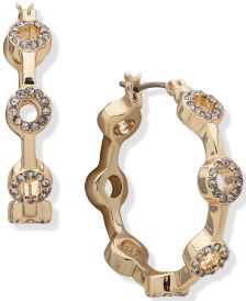 Gold-Tone Small Pavé Circle Hoop Earrings, 1.06" 