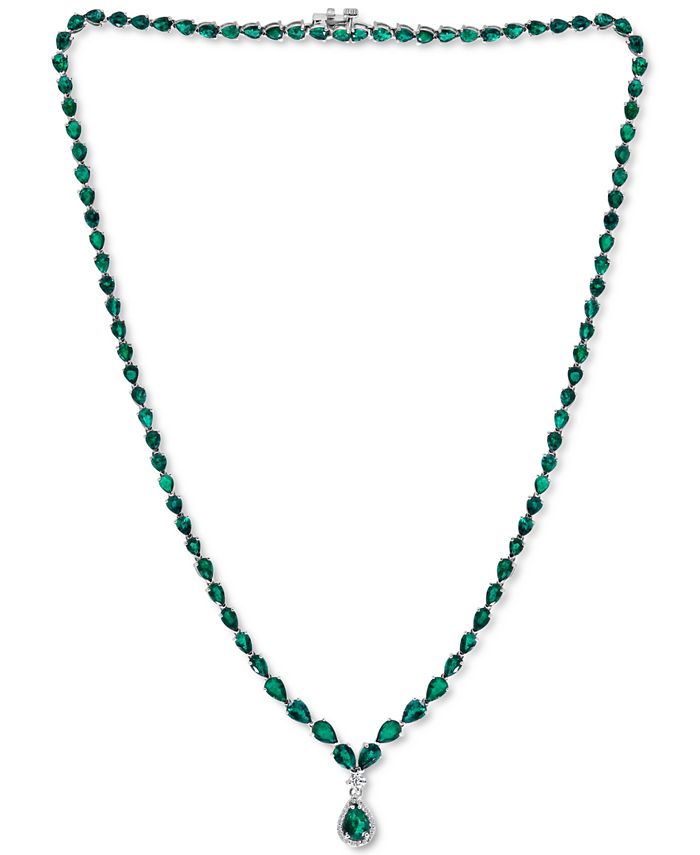 EFFY Collection - Emerald (15-3/4 ct. t.w.) & Diamond (1/5 ct. t.w.) All-Around 18" Pendant Necklace in 14k Gold