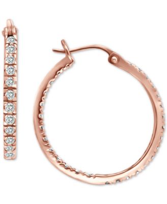 Small Cubic Zirconia In & Out Oval Hoop Earrings in 18k Gold-Plated Sterling Silver, 0.6"