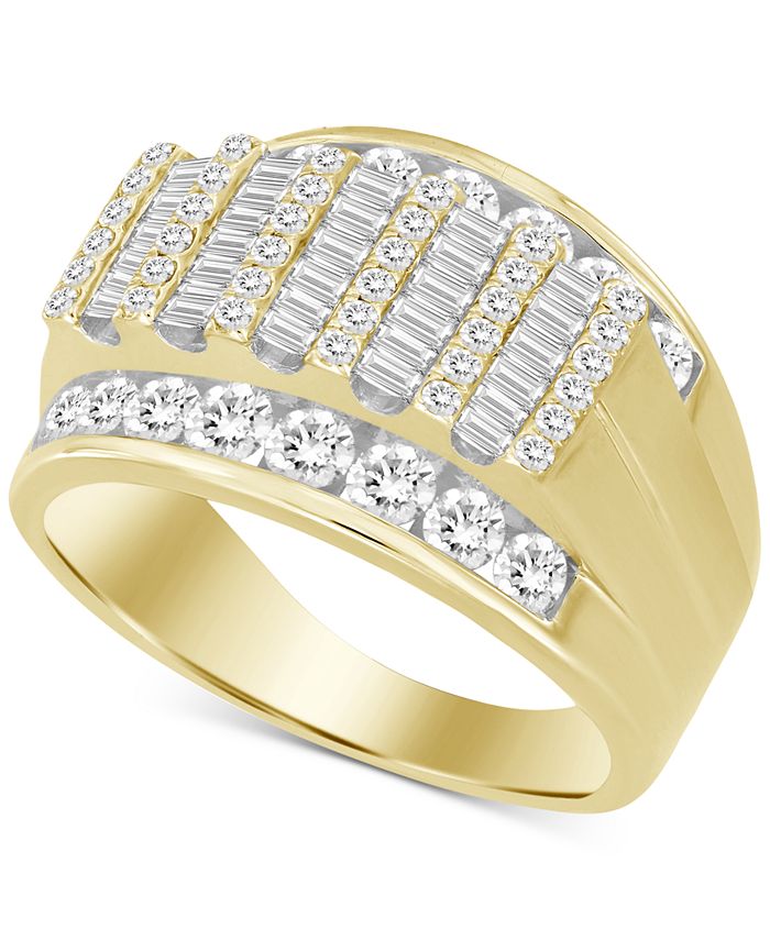 Macy's - Men's Diamond Baguette Cluster Ring (2 ct. t.w.) in 10k Gold