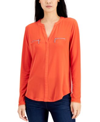 INC International Concepts - Zip-Pocket Blouse