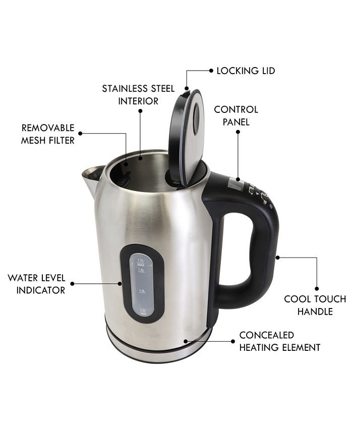 Kenmore Digital Cordless Electric Kettle 1.7L, Adjustable Temperature