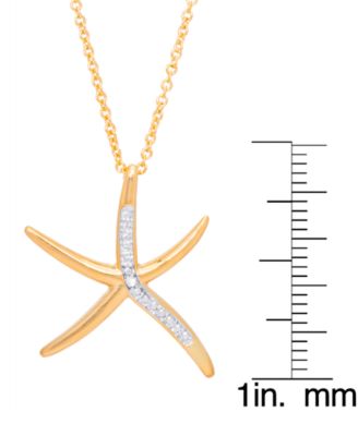 Diamond Accent Starfish Pendant 18" Necklace in Gold Plate