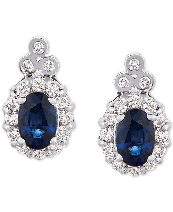 Le Vian Blueberry Sapphire (1 ct. t.w.) & Vanilla Diamond (3/8 ct. t.w.) Stud Earrings in 14k