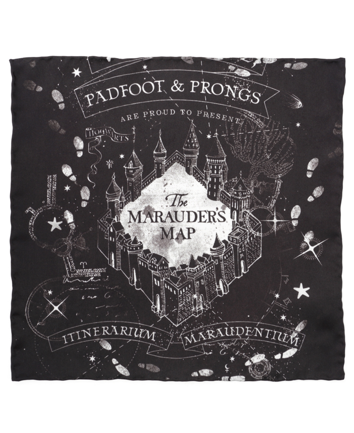 Men's Marauder's Map Pocket Square - Black