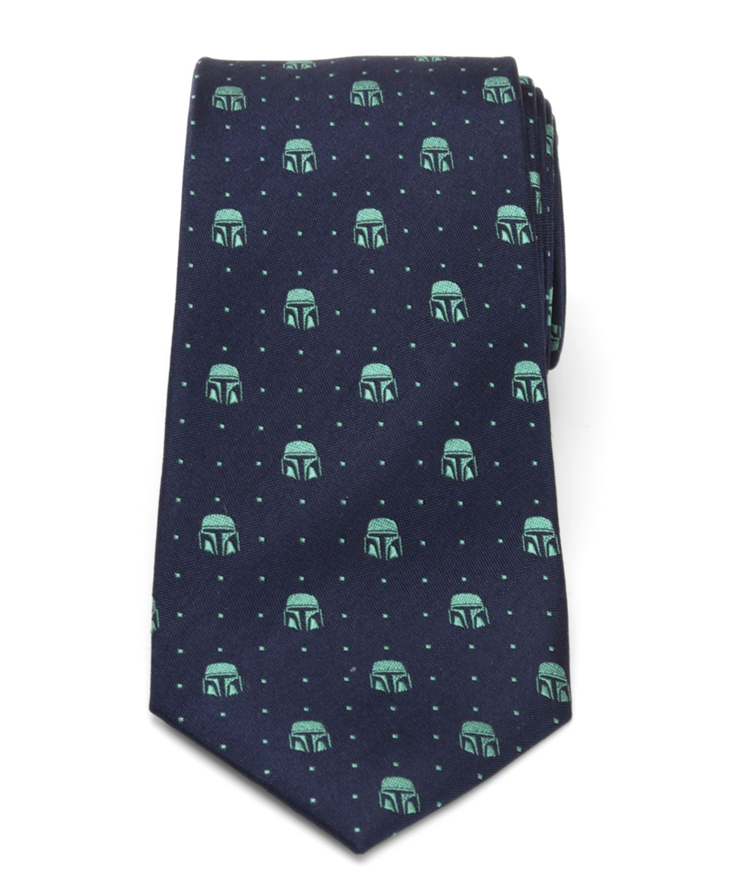 Мужской галстук Star Wars Mandalorian Helmet Dotted Tie, цвет: Тёмно-синий — фото 2