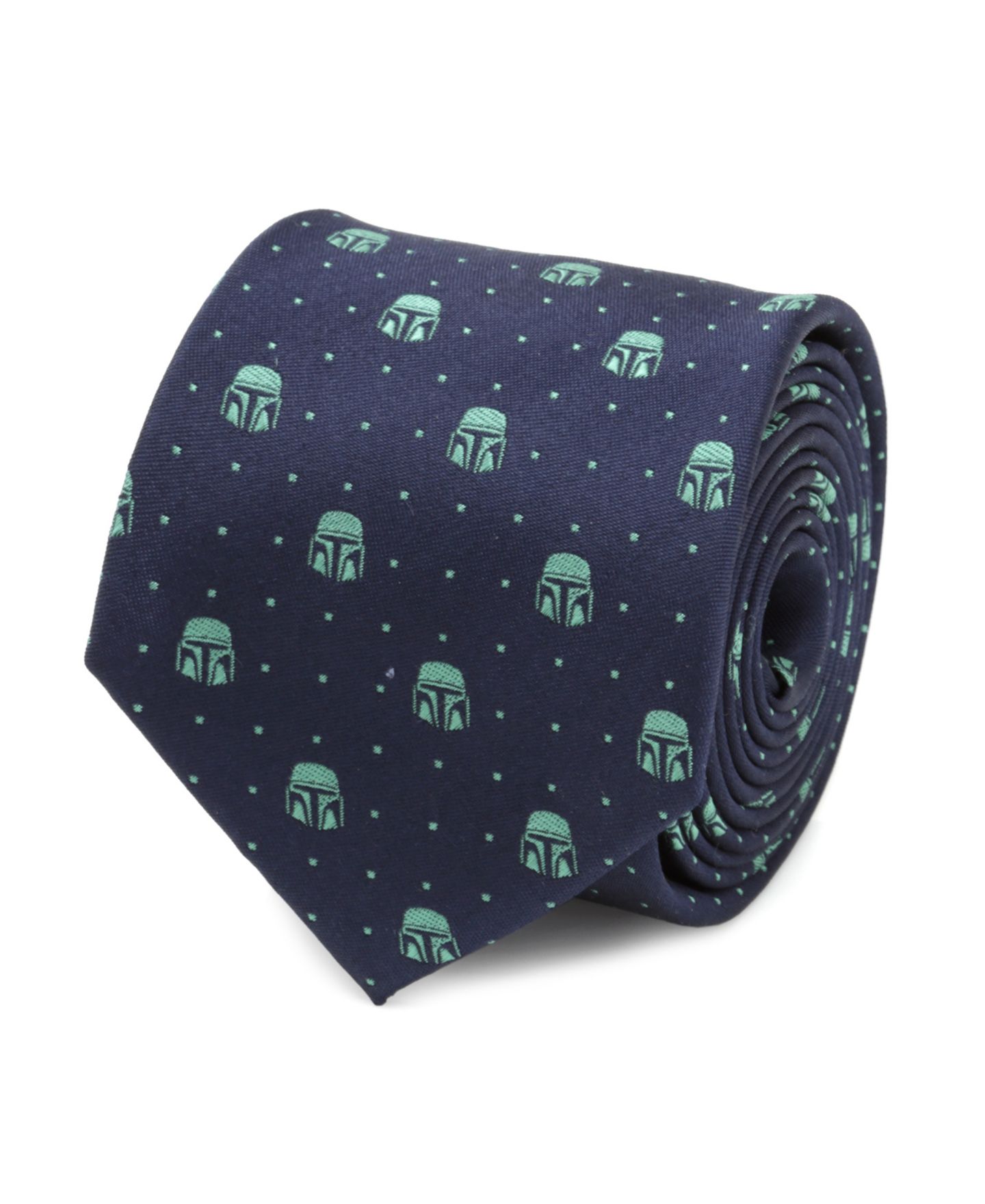 Мужской галстук Star Wars Mandalorian Helmet Dotted Tie, цвет: Тёмно-синий — фото 1